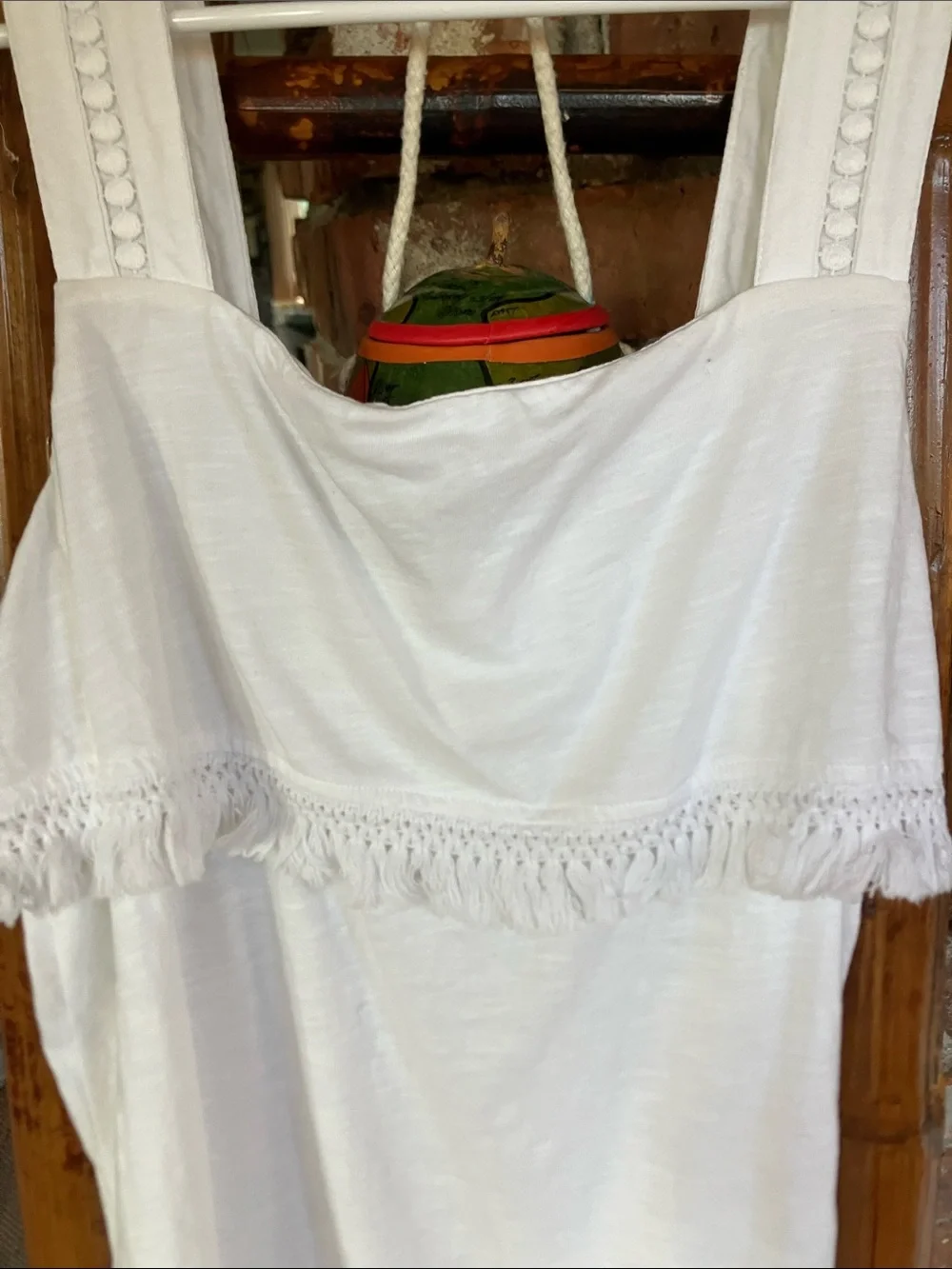 J. Crew White Fringe-Trim Tank Top